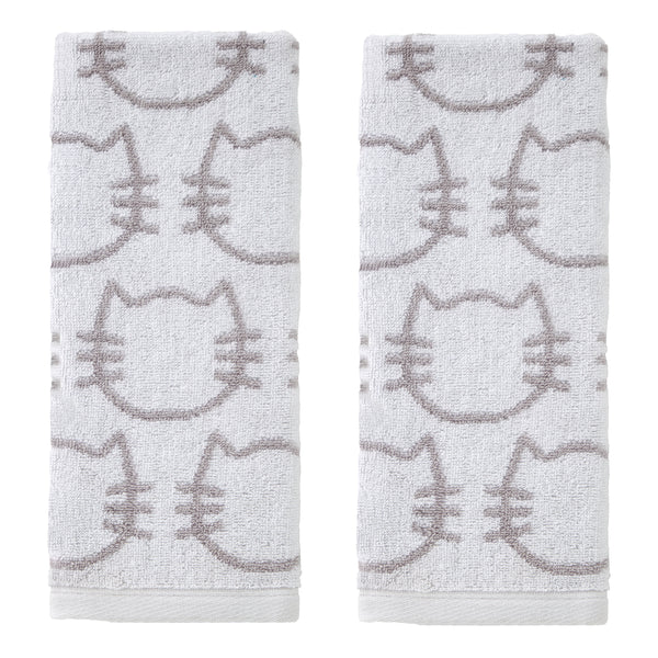 skl home Cat 2-Piece Hand Towel Set White/Gray