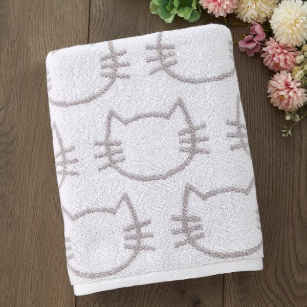 Skl Home Cat Jacquard Bath Towel White/Gray