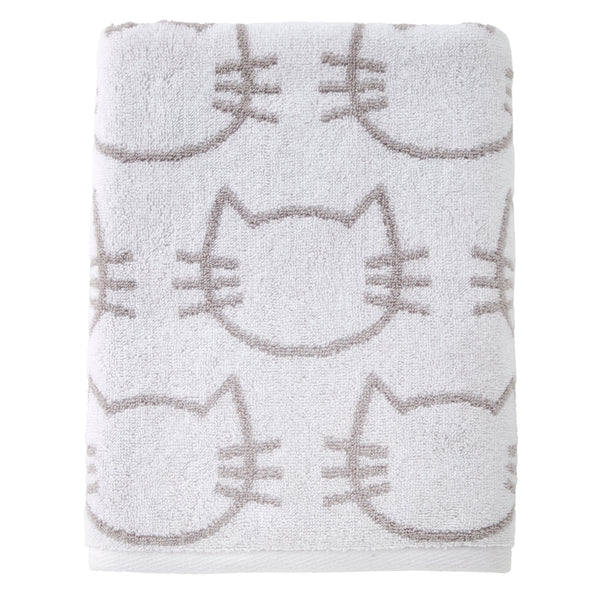skl home Cat Jacquard Bath Towel White/Gray