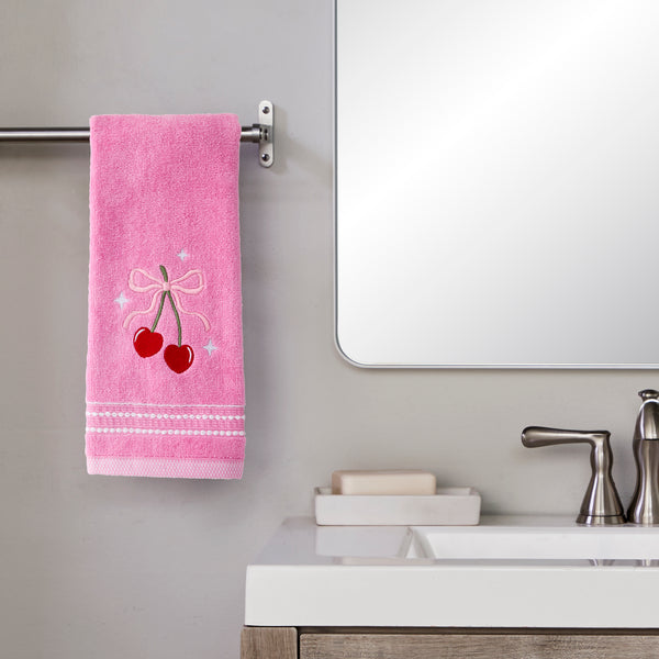 Skl Home Cherry Hearts 2-Piece Hand Towel Set Pink