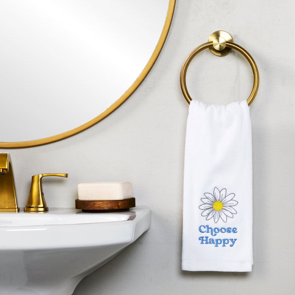 Skl Home Choose Happy 2-Piece Hand Towel Set White