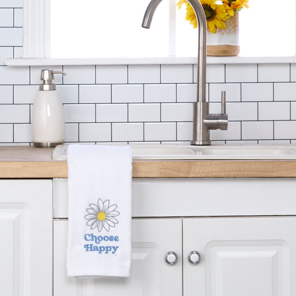 Skl Home Choose Happy 2-Piece Hand Towel Set White