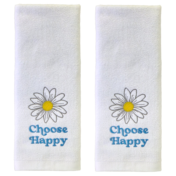 skl home Choose Happy 2-Piece Hand Towel Set White