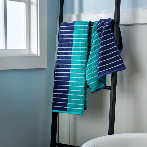 Skl Home Colorblock Stripes Bath Towel Teal/Blue