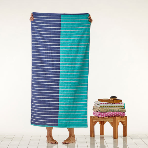 Skl Home Colorblock Stripes Bath Towel Teal/Blue
