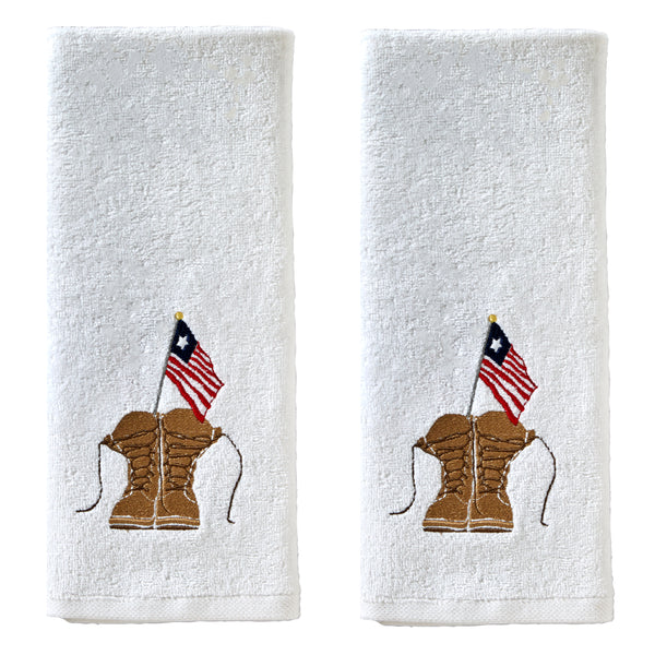 skl home Combat Boots 2-Piece Hand Towel Set White