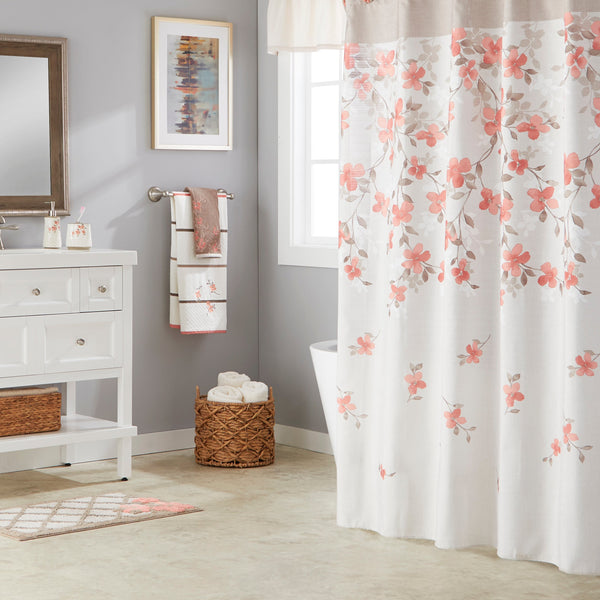 skl home Coral Garden Floral Shower Curtain Coral