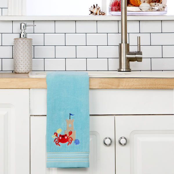 Skl Home Crabby Castle 2-Piece Hand Towel Set Aqua