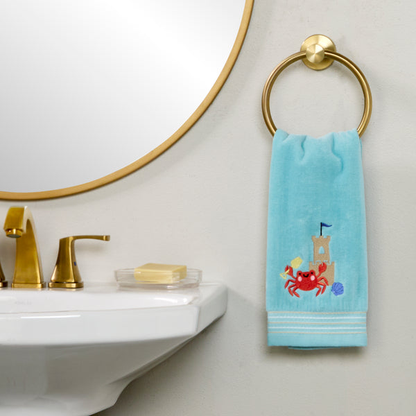 Skl Home Crabby Castle 2-Piece Hand Towel Set Aqua