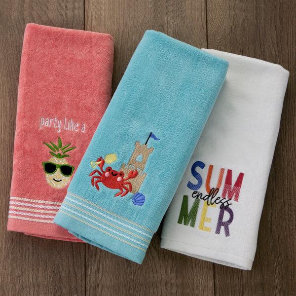 Skl Home Crabby Castle 2-Piece Hand Towel Set Aqua