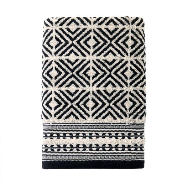 skl home Diamond Grid Jacquard Bath Towel Black