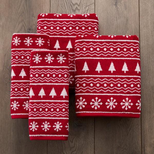 Skl Home Fair Isle 4pc Bath & Hand Towel Set Red