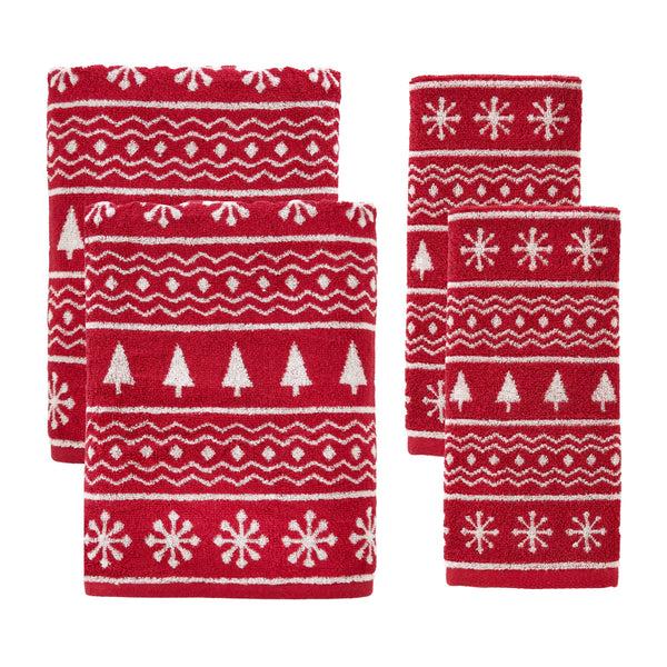 skl home Fair Isle 4pc Bath & Hand Towel Set Red