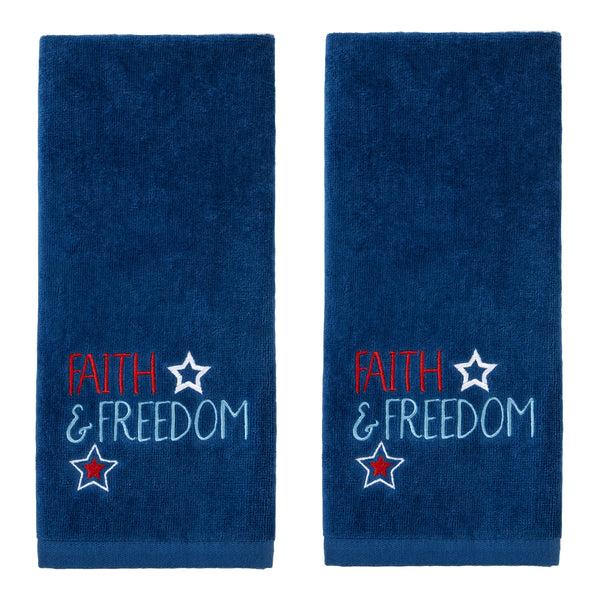 skl home Faith & Freedom 2-Piece Hand Towel Set Navy