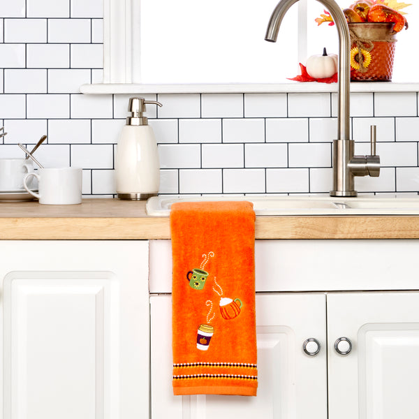 Skl Home Fall Drinks 2-Piece Hand Towel Set Orange