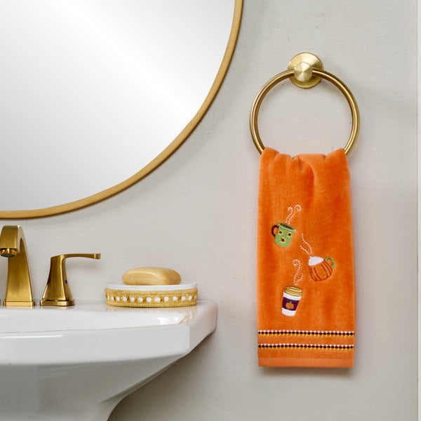 Skl Home Fall Drinks 2-Piece Hand Towel Set Orange