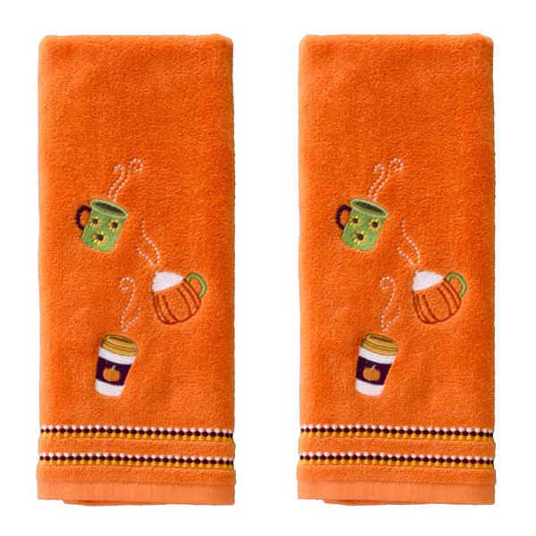 skl home Fall Drinks 2-Piece Hand Towel Set Orange