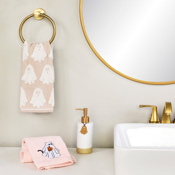 Skl Home Ghost Jacquard 2-Piece Hand Towel Set Tan