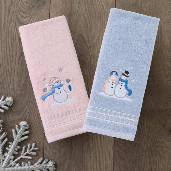 Skl Home Glam Snowman 2-Piece Hand Towel Set Pink