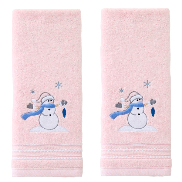 skl home Glam Snowman 2-Piece Hand Towel Set Pink