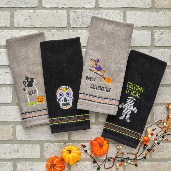 Skl Home Graveyard Cat 2-Piece Hand Towel Set Gray