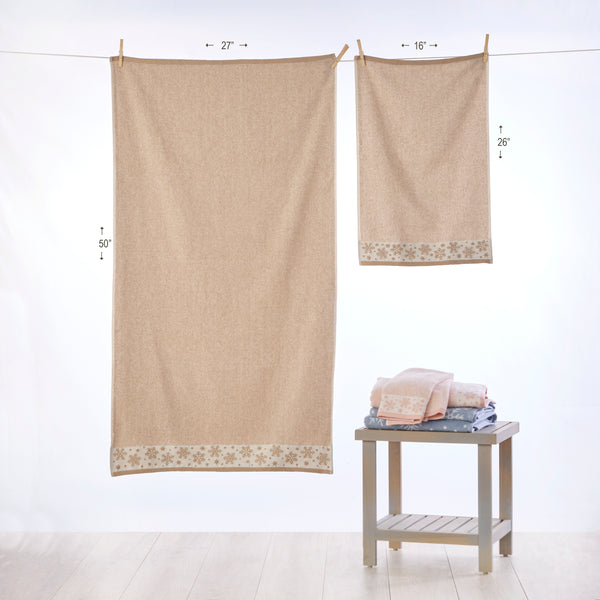 Skl Home Heather Snowflake Jacquard Bath Towel Tan