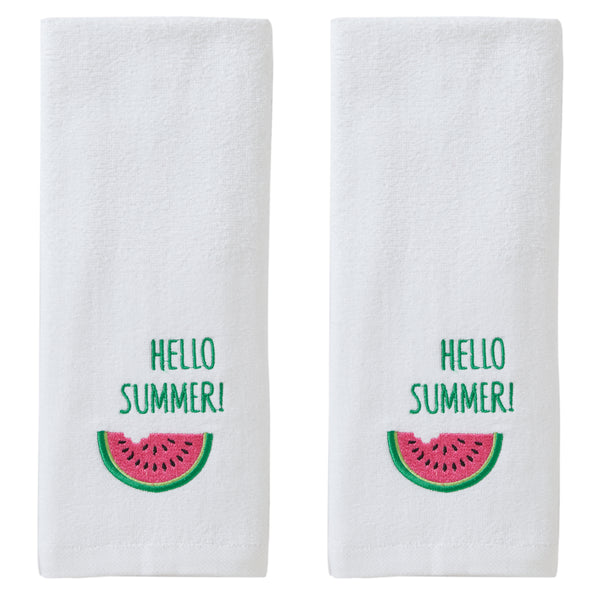 skl home Hello Summer 2-Piece Hand Towel Set White