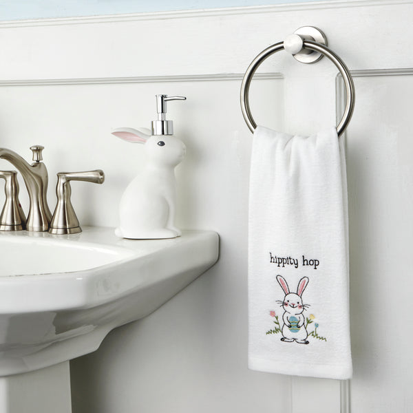 Skl Home Hippity Hop 2-Piece Hand Towel Set White