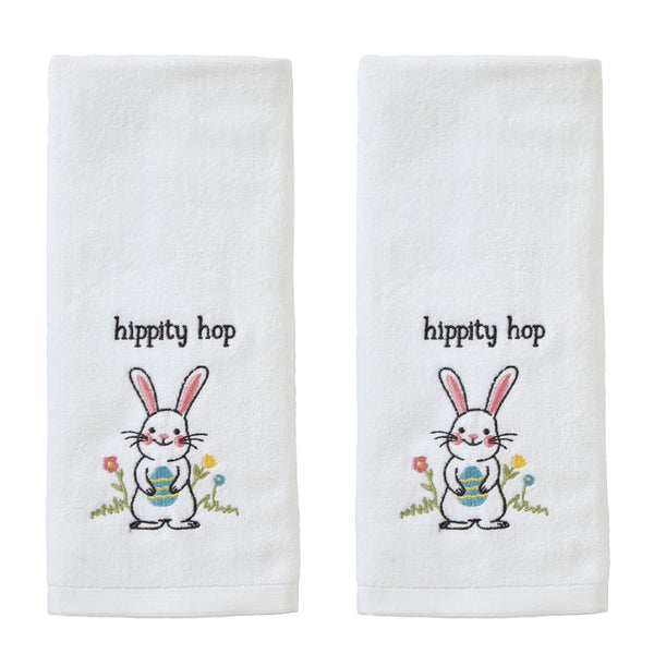 skl home Hippity Hop 2-Piece Hand Towel Set White