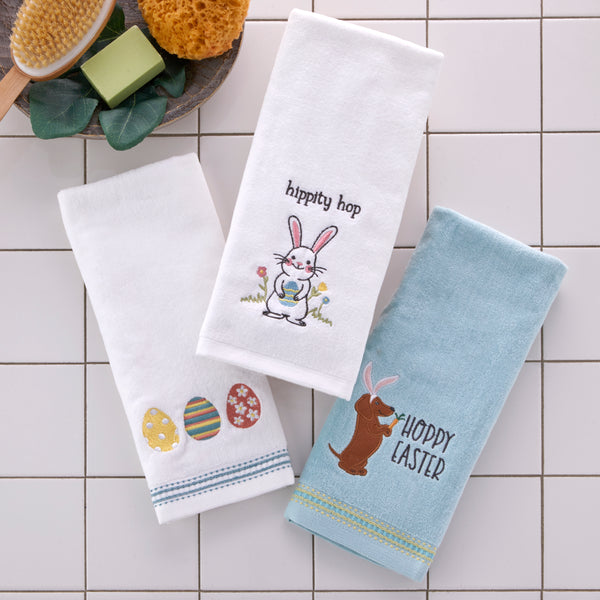 Skl Home Hoppy Easter 2-Piece Hand Towel Set Aqua