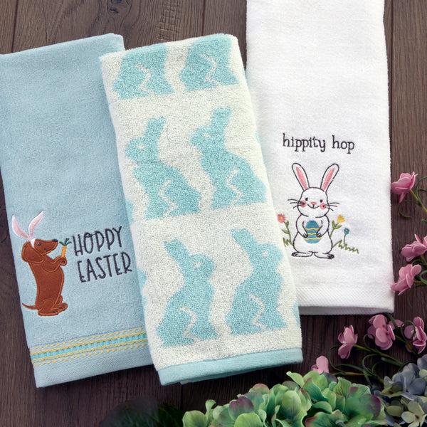 Skl Home Hoppy Easter 2-Piece Hand Towel Set Aqua