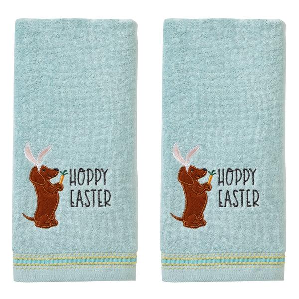 skl home Hoppy Easter 2-Piece Hand Towel Set Aqua