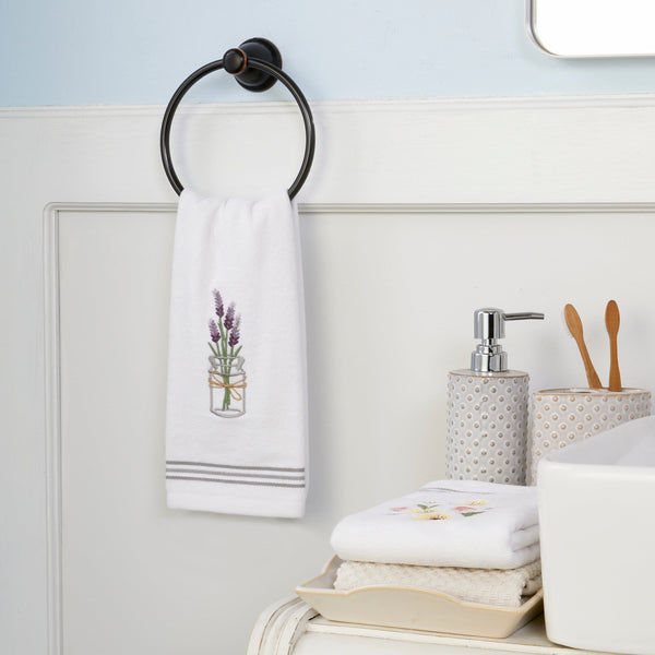Skl Home Lavender 2-Piece Hand Towel Set White