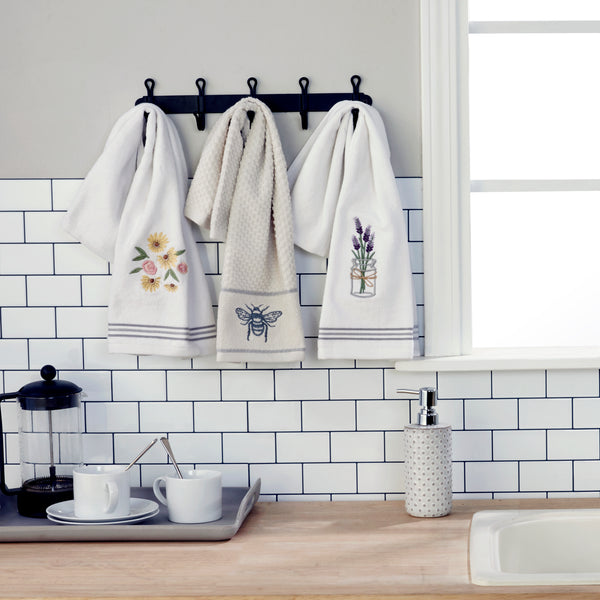 Skl Home Lavender 2-Piece Hand Towel Set White