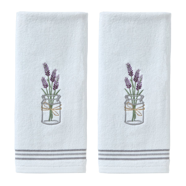 skl home Lavender 2-Piece Hand Towel Set White