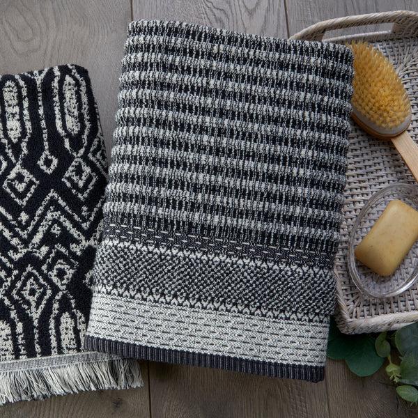 Skl Home Lewis Jacquard Bath Towel Black/Linen