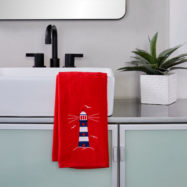 Skl Home Lighthouse 2-Piece Hand Towel Set Red