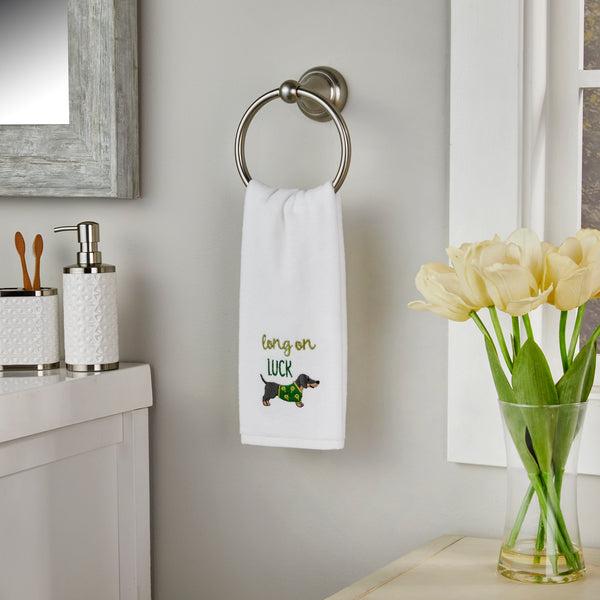 Skl Home Long On Luck 2-Piece Hand Towel Set White