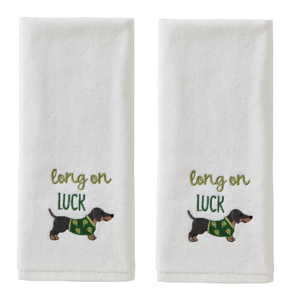 skl home Long On Luck 2-Piece Hand Towel Set White