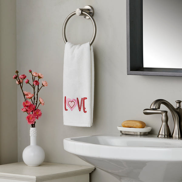 Skl Home Love 2-Piece Hand Towel Set White