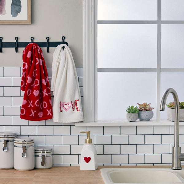 Skl Home Love 2-Piece Hand Towel Set White