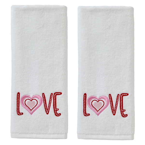 skl home Love 2-Piece Hand Towel Set White
