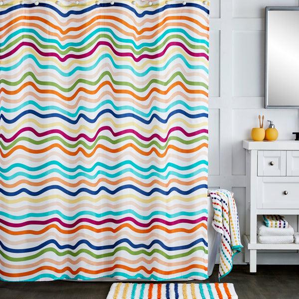 skl home Making Waves Fabric Shower Curtain Multi