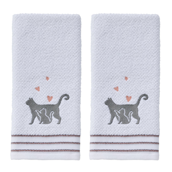 skl home Mama Cat 2-Piece Hand Towel Set White