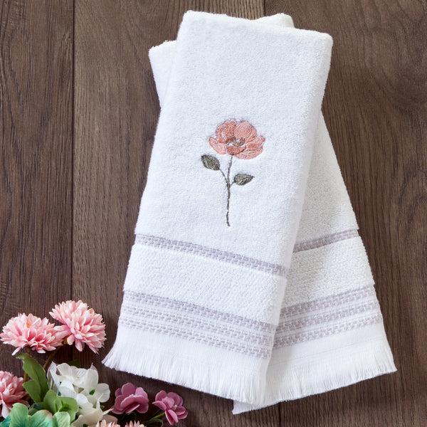 Skl Home Misty Floral 2-Piece Hand Towel Set White