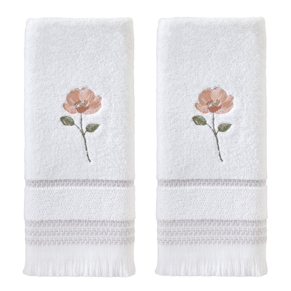 skl home Misty Floral 2-Piece Hand Towel Set White
