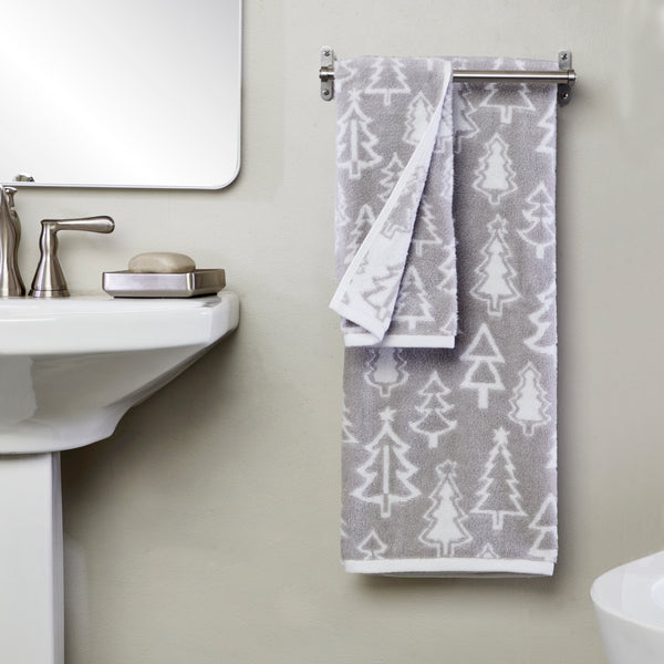 Skl Home Mod Tree Jacquard Bath Towel Gray