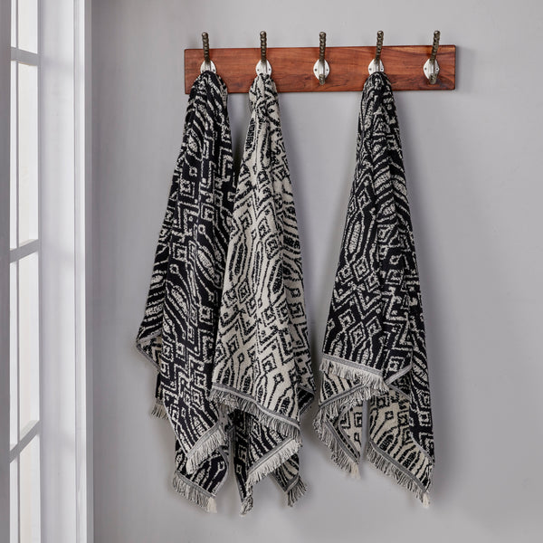 Skl Home Nador Jacquard Bath Towel Black/Linen