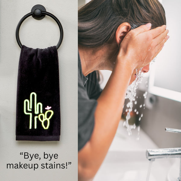 Skl Home Neon Cactus 2-Piece Hand Towel Set Black