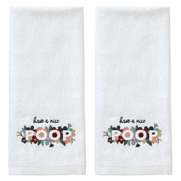 skl home Nice Poop 2-Piece Hand Towel Set White